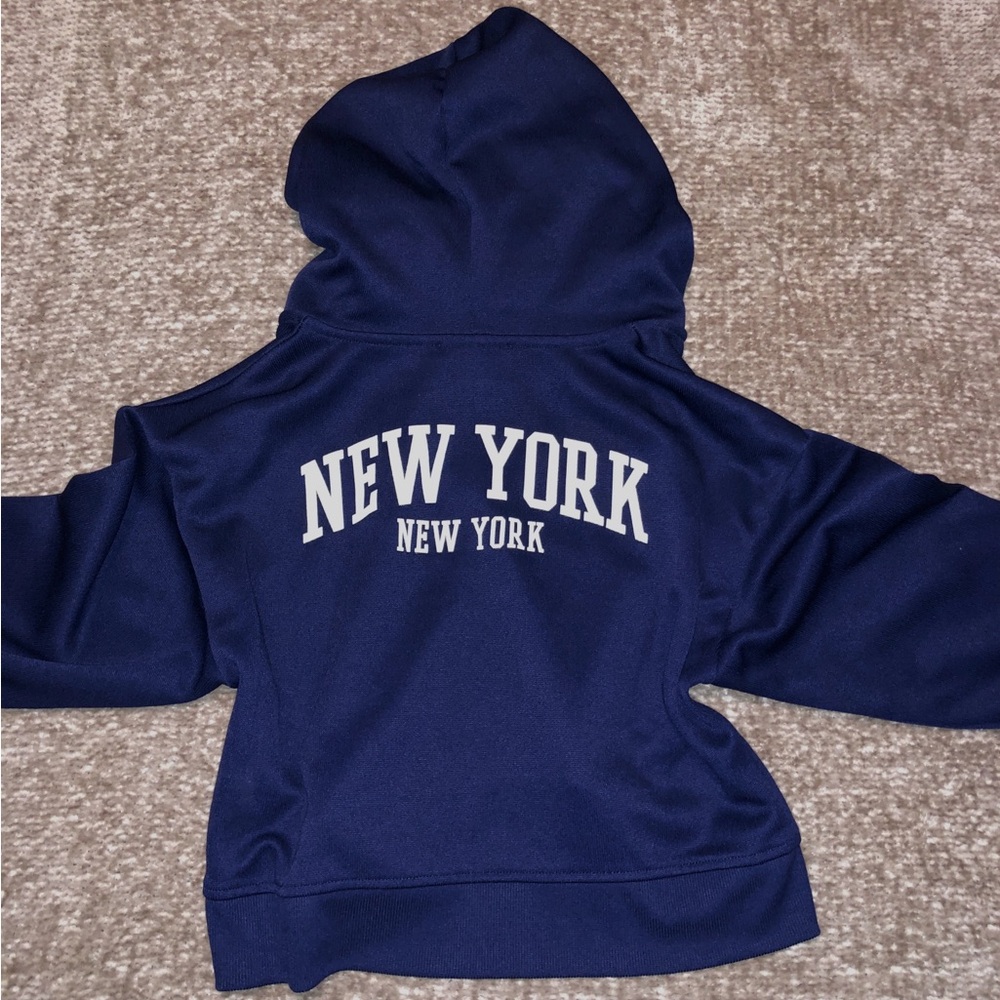 F21 Cropped Navy Blue Hoodie